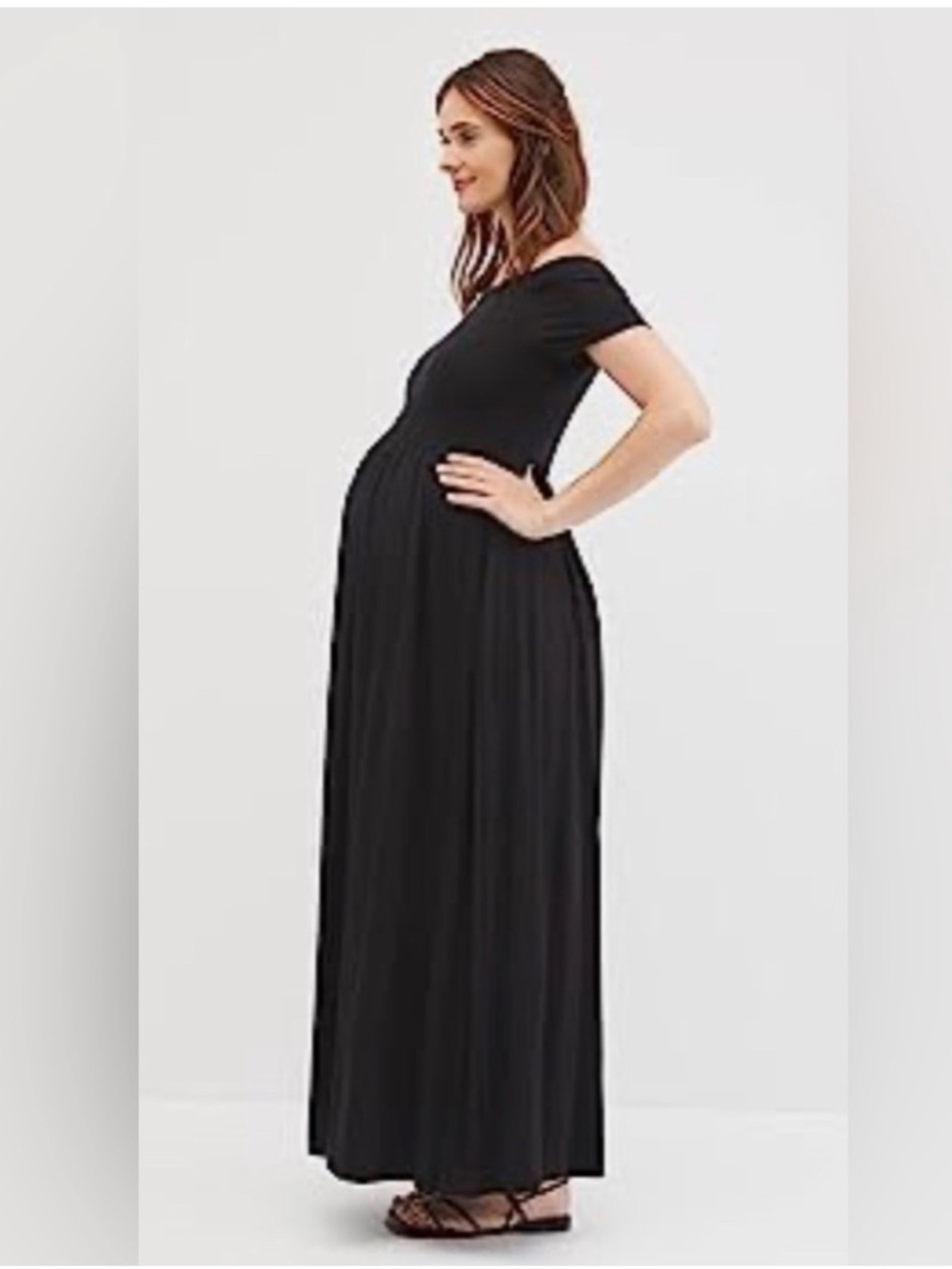 Motherhood Maternity Black Off-Shoulder Maxi Dress